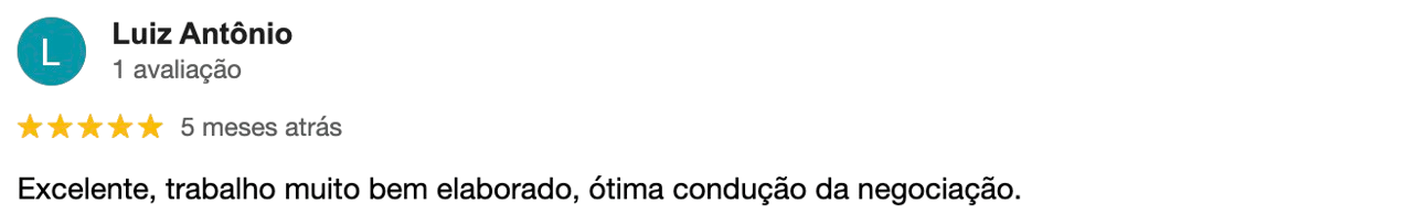 Avaliação original de Luiz Antônio, publicada no Google e reproduzida no site do escritório